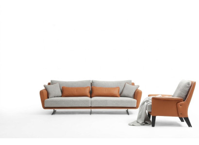 Zestaw sofowy 31 miejsce do siedzenia Sofa do salonu Pomarańczowy Materiał Fotel Trzyosobowy