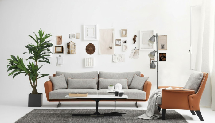 Zestaw sofowy 21 miejsce do siedzenia Sofa do salonu Pomarańczowy Materiał Fotel Dwumiejscowy
