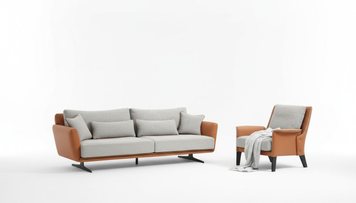 Zestaw sofowy 21 miejsce do siedzenia Sofa do salonu Pomarańczowy Materiał Fotel Dwumiejscowy