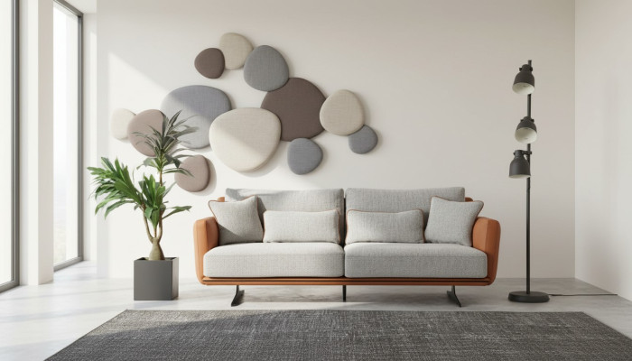 Sofa trzyosobowa 3 miejsce do siedzenia Materiał Pomarańczowy Nowoczesny Design Salon Szary