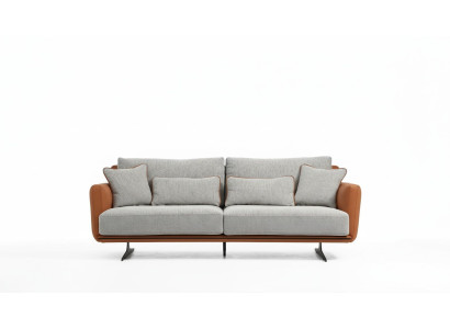 Sofa trzyosobowa 3 miejsce do siedzenia Materiał Pomarańczowy Nowoczesny Design Salon Szary
