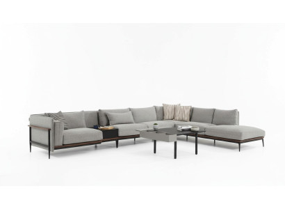 Narożnikowa kanapa Sofa w kształcie litery L, szara, nowoczesny materiał, salon, poliester XXL
