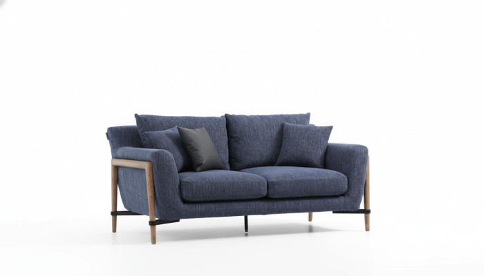 Sofa czteroosobowa 4 miejsce do siedzenia Sofy materiałowe Nowoczesny design Pokój dzienny Niebieski