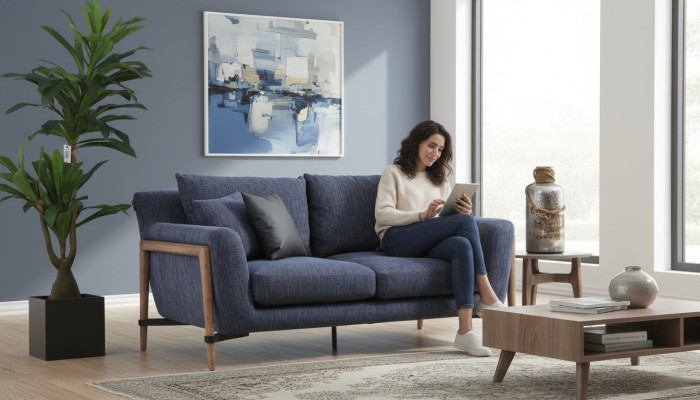 Sofa trzyosobowa 3 miejsce do siedzenia Materiał Nowoczesne sofy Design Living Room Blue