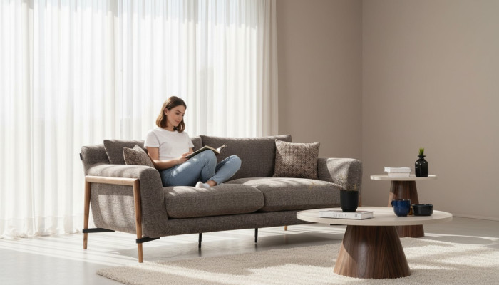 Sofa trzyosobowa 3 miejsce do siedzenia Materiał Nowoczesne sofy Design Salon Szary