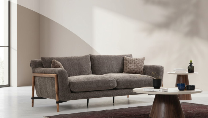 Sofa trzyosobowa 3 miejsce do siedzenia Materiał Nowoczesne sofy Design Salon Szary