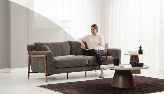 Dwuosobowa kanapa 2 osobowa Tapicerowane sofy Współczesny design Salon Szary