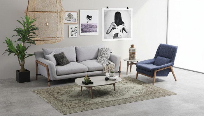 Zestaw sofowy 2 miejsce do siedzenia Fotel Dwuosobowe sofy materiałowe Nowoczesny design Szary