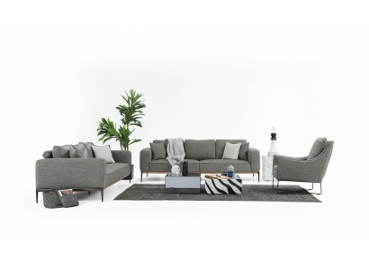 Kompletny zestaw sofowy Zestaw sofowy Sofa 321 miejsce do siedzenia Zestaw materiałowy Szary