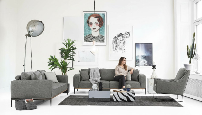 Zestaw sofowy 221 miejsce do siedzenia Sofa Nowoczesny zestaw materiałowy Szary Grupa Living Room