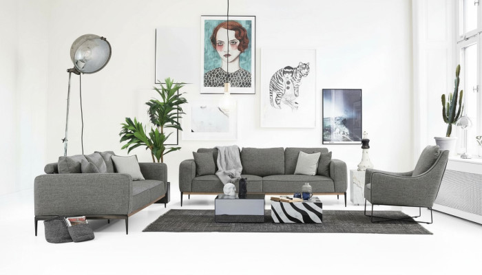 Zestaw sofowy 221 miejsce do siedzenia Sofa Nowoczesny zestaw materiałowy Szary Grupa Living Room