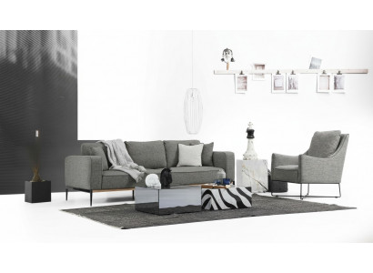 Zestaw sofowy 4 miejsce do siedzenia Fotel Czteroosobowe sofy materiałowe Nowoczesny Design Szary