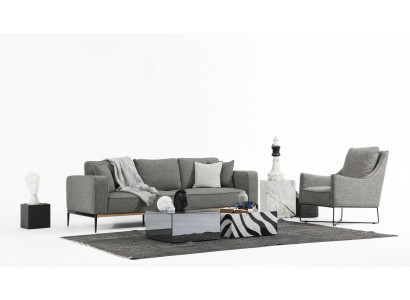 Zestaw sofowy 3 miejsce do siedzenia Fotel Trzyosobowe sofy materiałowe Nowoczesny Design Szary