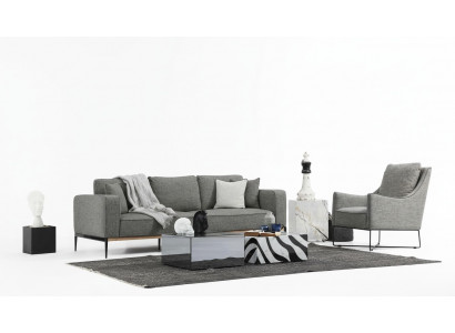 Zestaw sofowy 3 miejsce do siedzenia Fotel Trzyosobowe sofy materiałowe Nowoczesny Design Szary