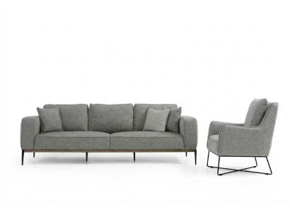 Zestaw sofowy 2 miejsce do siedzenia Fotel Dwuosobowe sofy materiałowe Nowoczesny design Szary