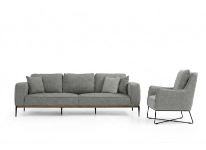 Zestaw sofowy 2 miejsce do siedzenia Fotel Dwuosobowe sofy materiałowe Nowoczesny design Szary