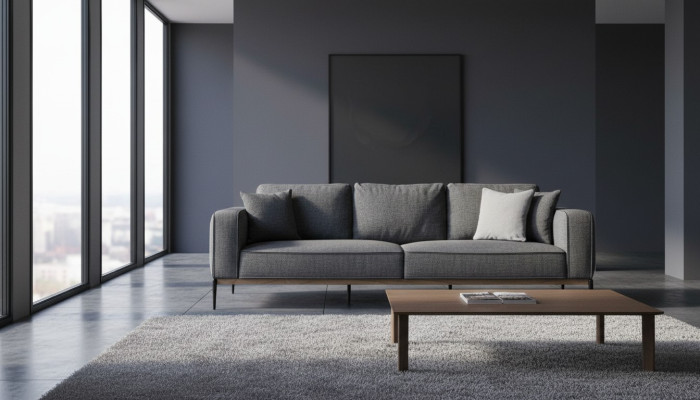 Sofa czteroosobowa 4 miejsce do siedzenia Sofy materiałowe Nowoczesny design Pokój dzienny Szary
