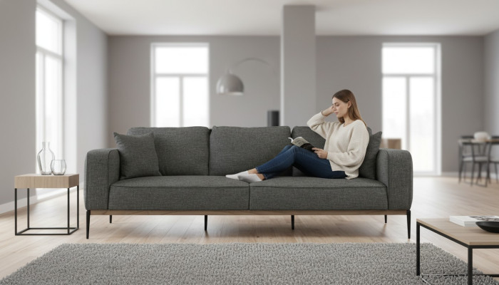 Sofa trzyosobowa 3 miejsce do siedzenia Materiał Nowoczesne sofy Design Salon Szary