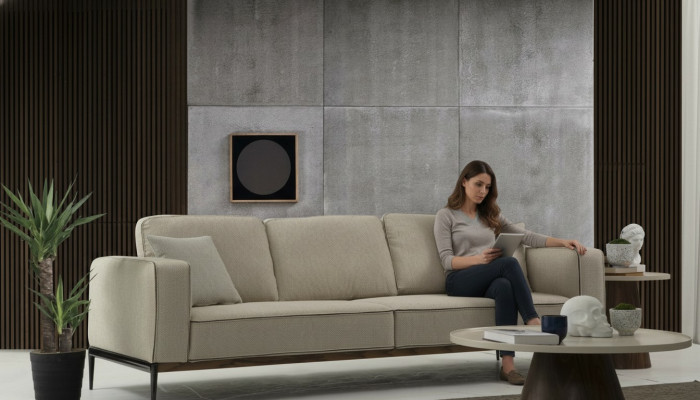 Sofa trzyosobowa 3 miejsce do siedzenia Materiał Nowoczesne Sofy Design Salon Beżowy