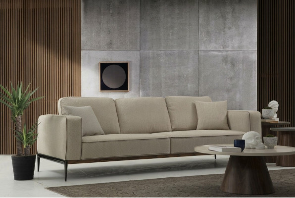 Sofa trzyosobowa 3 miejsce do siedzenia Materiał Nowoczesne Sofy Design Salon Beżowy