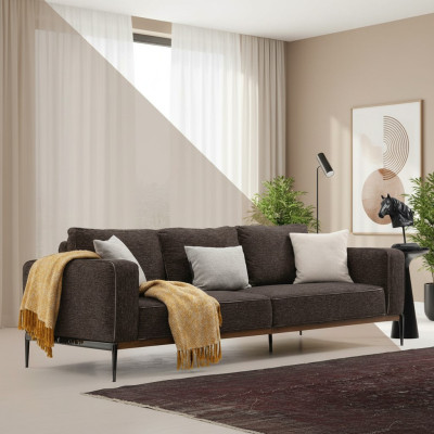 Sofa czteroosobowa 4 miejsce do siedzenia Sofy materiałowe Nowoczesny design Pokój dzienny Szary