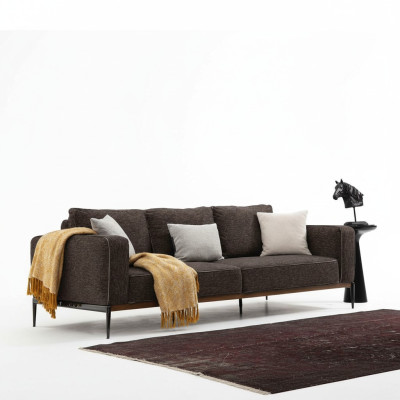 Sofa czteroosobowa 4 miejsce do siedzenia Sofy materiałowe Nowoczesny design Pokój dzienny Szary