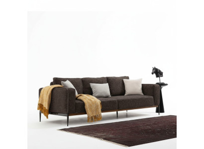 Sofa czteroosobowa 4 miejsce do siedzenia Sofy materiałowe Nowoczesny design Pokój dzienny Szary