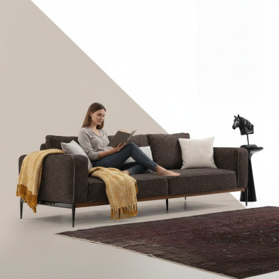Sofa trzyosobowa 3 miejsce do siedzenia Materiał Nowoczesne sofy Design Salon Szary