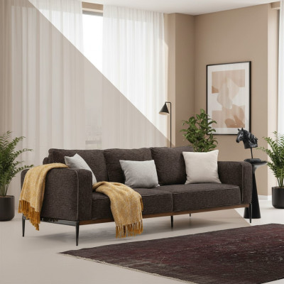 Dwuosobowa sofa 2-osobowa, kanapy materiałowe, nowoczesny design, salon, szary.