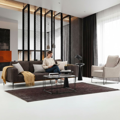 Zestaw sofowy 4 miejsce do siedzenia Fotel Czteromiejscowe sofy z szarego materiału Nowoczesny design