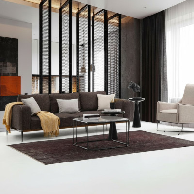 Zestaw sofowy 4 miejsce do siedzenia Fotel Czteromiejscowe sofy z szarego materiału Nowoczesny design