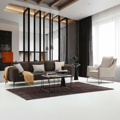 Zestaw sofowy 3 miejsce do siedzenia Fotel Trzyosobowe sofy z szarego materiału Nowoczesny design