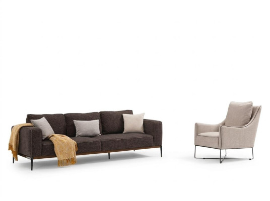 Zestaw sofowy 3 miejsce do siedzenia Fotel Trzyosobowe sofy z szarego materiału Nowoczesny design