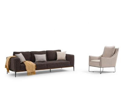 Zestaw sofowy 3 miejsce do siedzenia Fotel Trzyosobowe sofy z szarego materiału Nowoczesny design