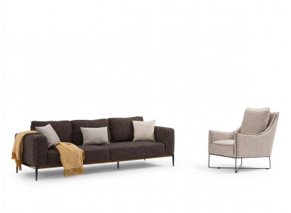 Zestaw sofowy 3 miejsce do siedzenia Fotel Trzyosobowe sofy z szarego materiału Nowoczesny design
