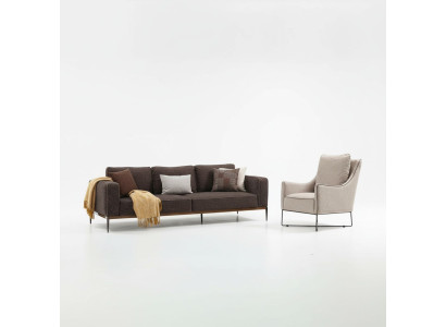 Zestaw sofowy 2 miejsce do siedzenia Fotel Dwumiejscowe sofy z szarego materiału Nowoczesny design