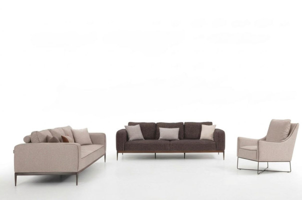 Kompletny zestaw sofowy Zestaw sofowy Sofa 321 miejsce do siedzenia Zestaw materiałowy Beżowy