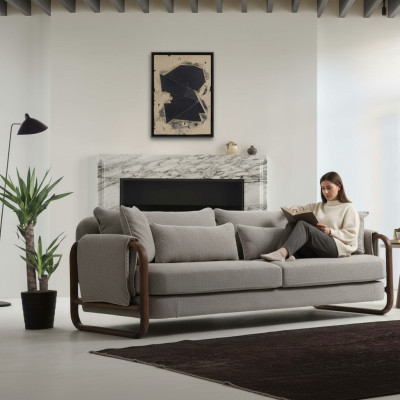 Sofa 4 miejsce do siedzenia Czteroosobowa Nowoczesna materiałowa szara sofa Design Pokój dzienny Nowość