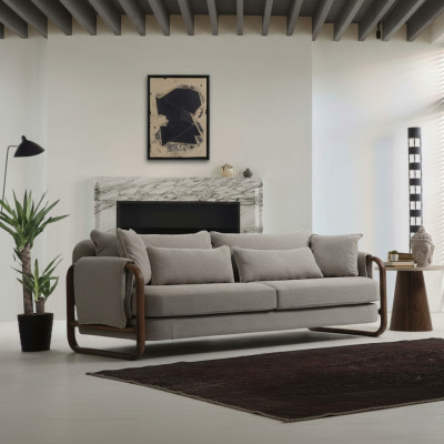Sofa 4 miejsce do siedzenia Czteroosobowa Nowoczesna materiałowa szara sofa Design Pokój dzienny Nowość