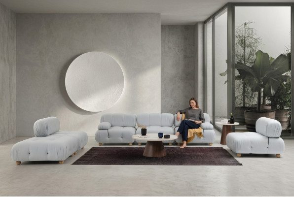 Kompletny zestaw sofowy Zestaw sofowy 321 miejsce do siedzenia Zestaw Modern Material Grey