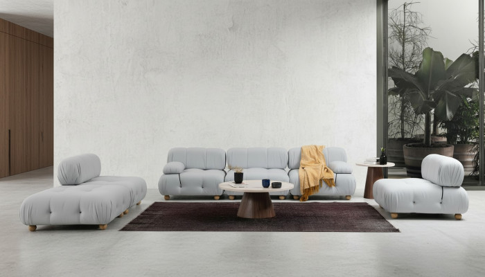 Kompletny zestaw sofowy Zestaw sofowy 321 miejsce do siedzenia Zestaw Modern Material Grey