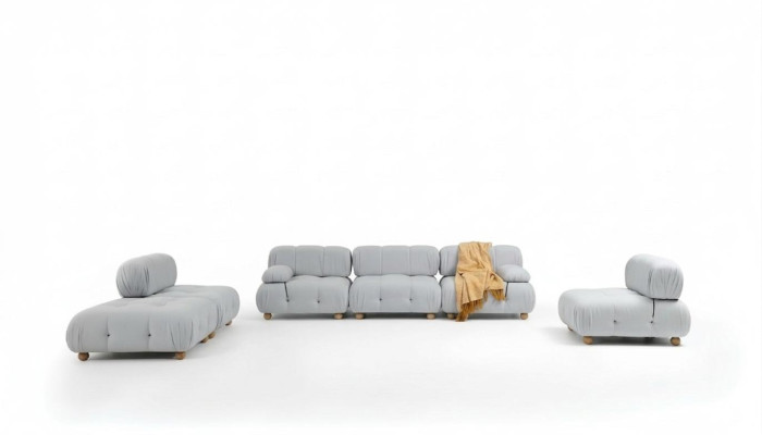 Kompletny zestaw sofowy Zestaw sofowy 321 miejsce do siedzenia Zestaw Modern Material Grey