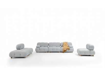Kompletny zestaw sofowy Zestaw sofowy 321 miejsce do siedzenia Zestaw Modern Material Grey