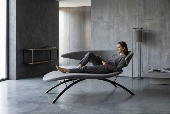 Chaiselongue Fotel Fotel wypoczynkowy Leżanka Tkanina Nowoczesny Siedziskowy Szary Miejsce siedzące