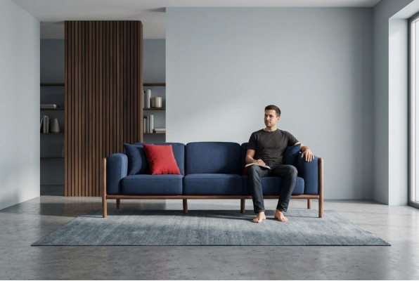 Sofa 3 miejsce do siedzenia Trzyosobowa Nowoczesna materiałowa Sofa w kolorze niebieskim Design Salon Nowość