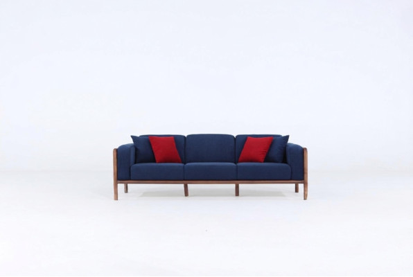 Sofa 3 miejsce do siedzenia Trzyosobowa Nowoczesna materiałowa Sofa w kolorze niebieskim Design Salon Nowość