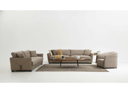 Nowoczesny Zestaw sofowy Set 331 miejsce do siedzenia Fotel trzyosobowy Modern Material Beige Zestaw 3-częściowy