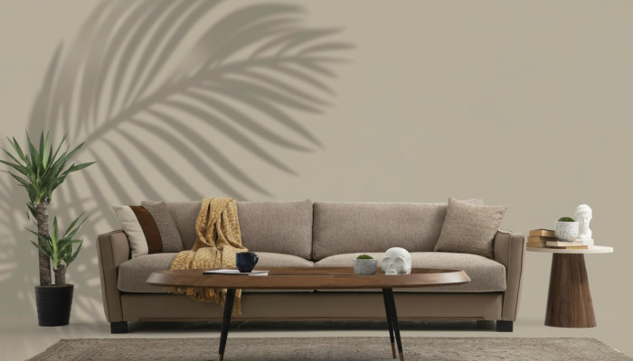 Sofa 4 miejsce do siedzenia Czteroosobowa nowoczesna materiałowa beżowa sofa Design Living Room