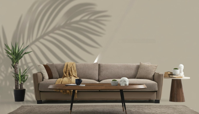 Sofa 3 miejsce do siedzenia Trzyosobowa nowoczesna materiałowa beżowa sofa Design Living Room