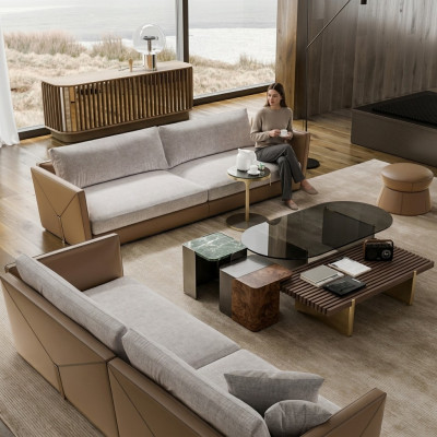 Sofa 3 miejsce do siedzenia Trzyosobowa Nowoczesna materiałowa Szara sofa Design Pokój dzienny Nowość